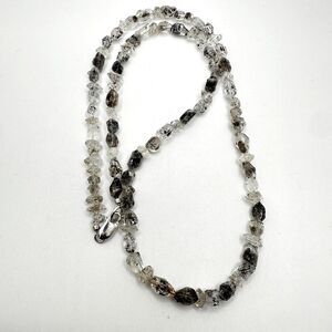 24" of all Herkimer Diamond quartz chip necklace with 925 sterling silver clasp!